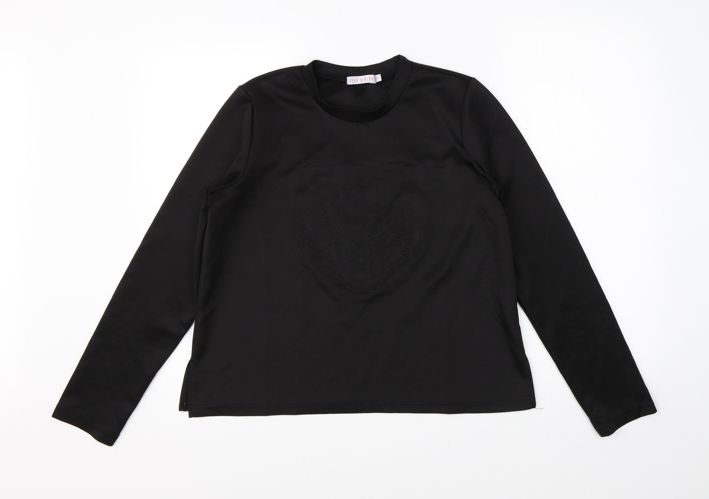 Lily White Womens Black   Basic T-Shirt Size M  - tiger