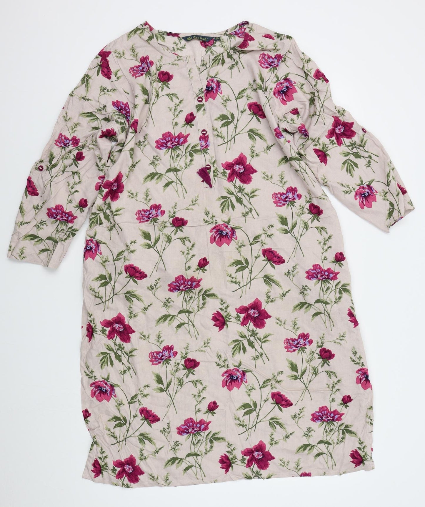 avaasa Womens Pink Floral  A-Line  Size XL  - side splits both sides