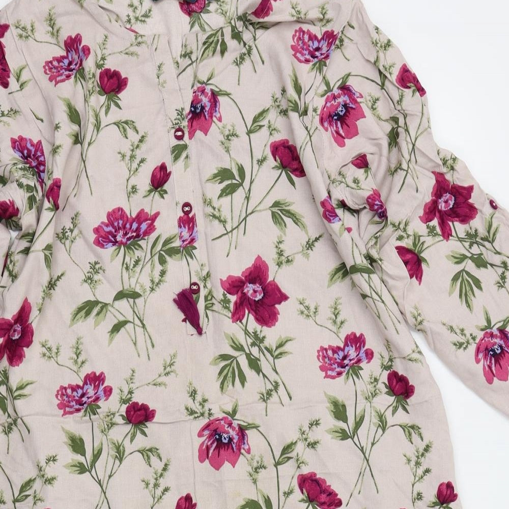 avaasa Womens Pink Floral  A-Line  Size XL  - side splits both sides