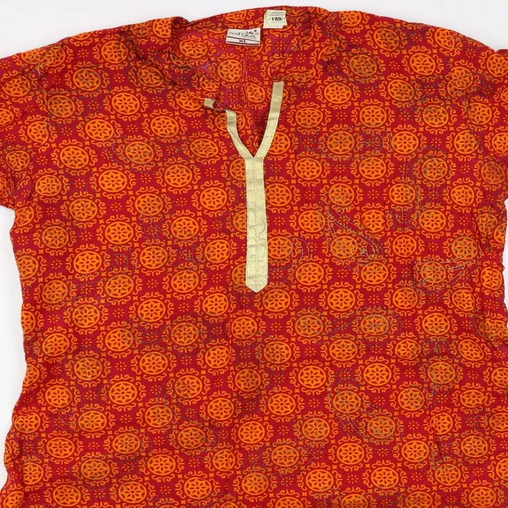 natural lifestyle Womens Orange Fair Isle  A-Line  Size XL