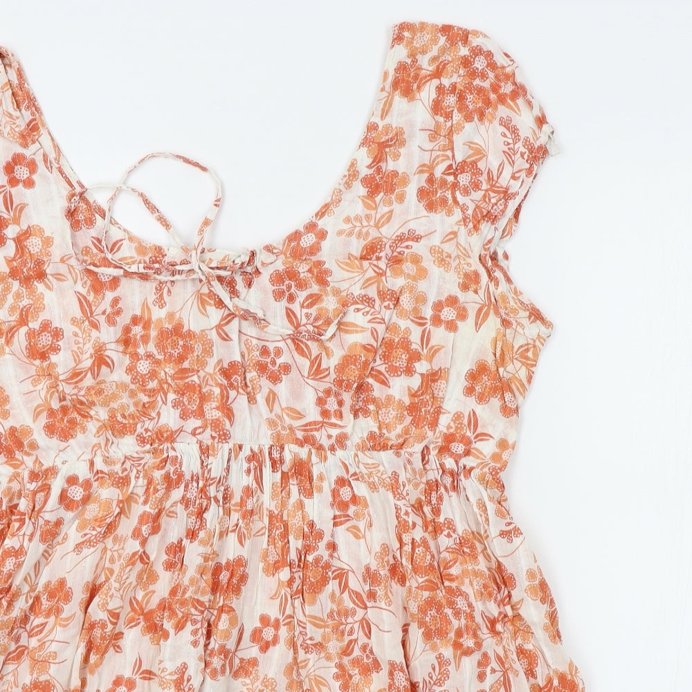 New Look Womens Orange Floral  A-Line  Size 16