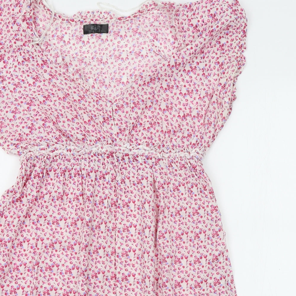 F&F Womens Pink Floral  A-Line  Size M