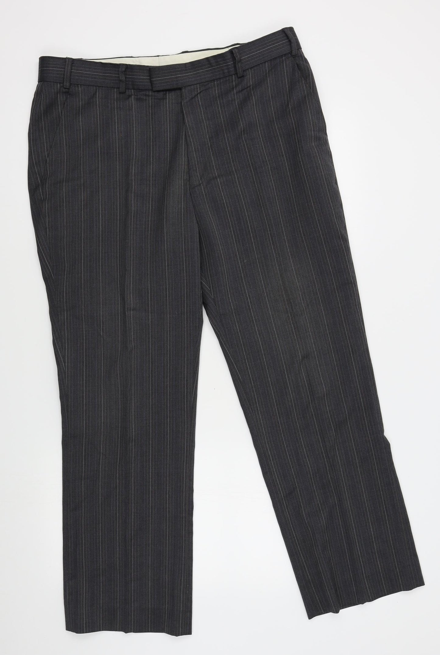 Limehaus Mens Grey Striped   Suit Trousers Size 36 L28 in - short leg