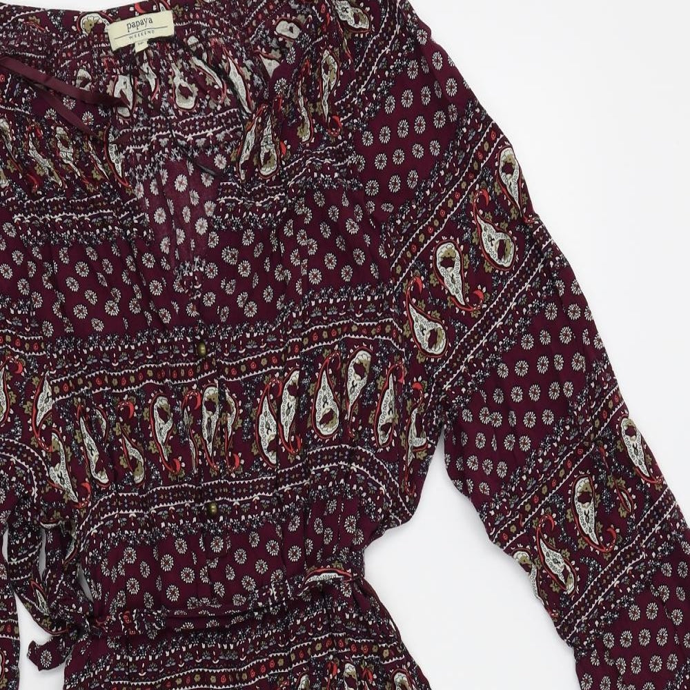 Papaya Womens Purple Paisley  A-Line  Size 18