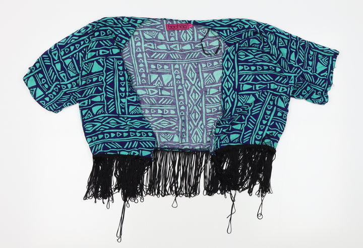 Boohoo Womens Green Geometric Cardigan Jumper Size M