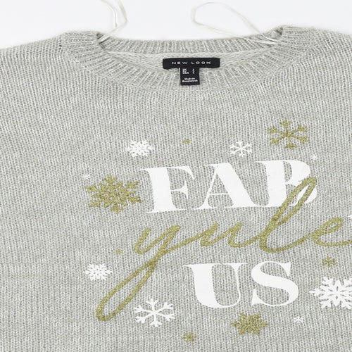 New Look Womens Grey   Pullover Jumper Size L  - fab yule us