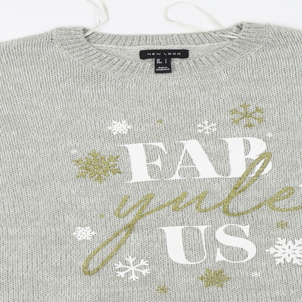 New Look Womens Grey   Pullover Jumper Size L  - fab yule us