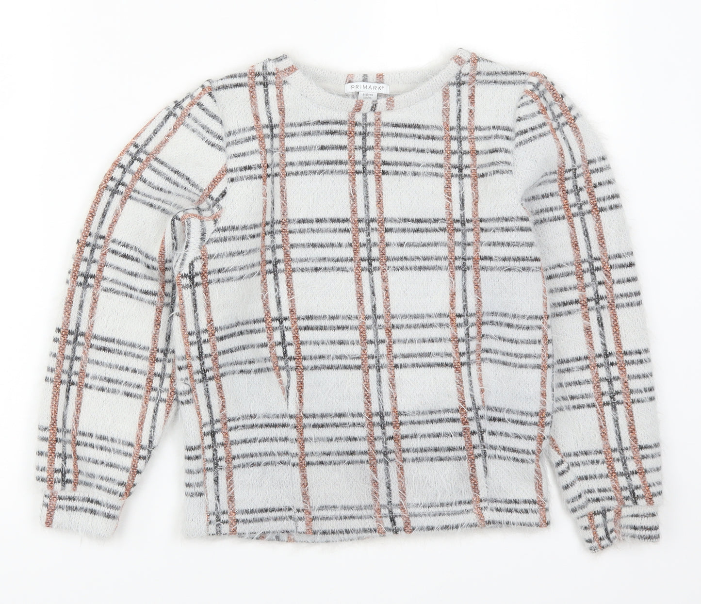 Primark Girls Grey Check  Pullover Jumper Size 9-10 Years