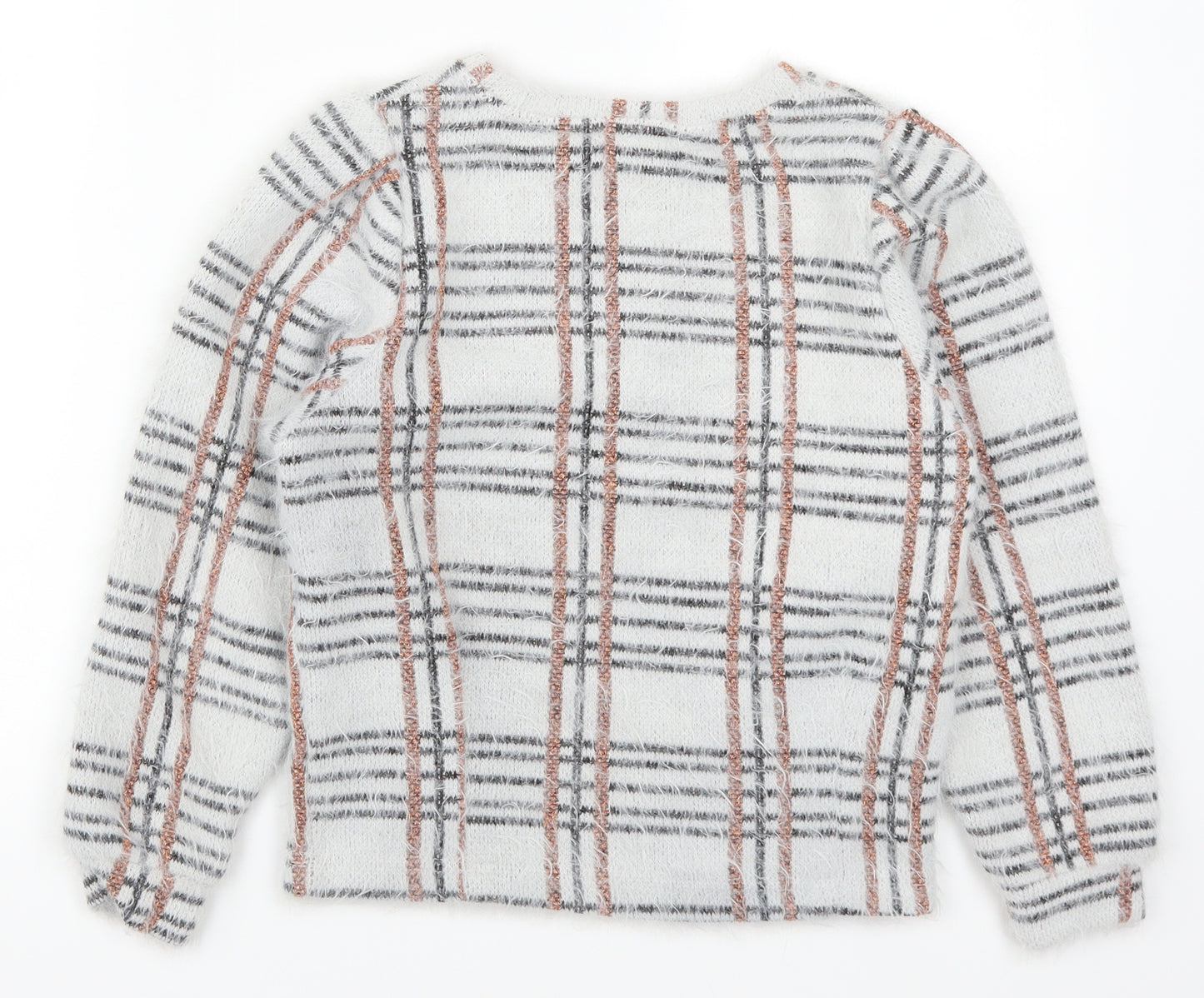 Primark Girls Grey Check  Pullover Jumper Size 9-10 Years
