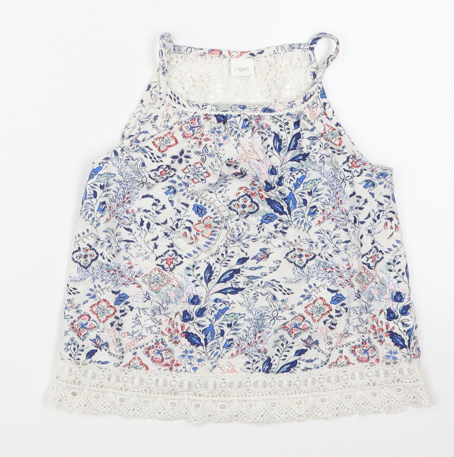 NEXT Girls Blue Floral  Basic Tank Size 6 Years