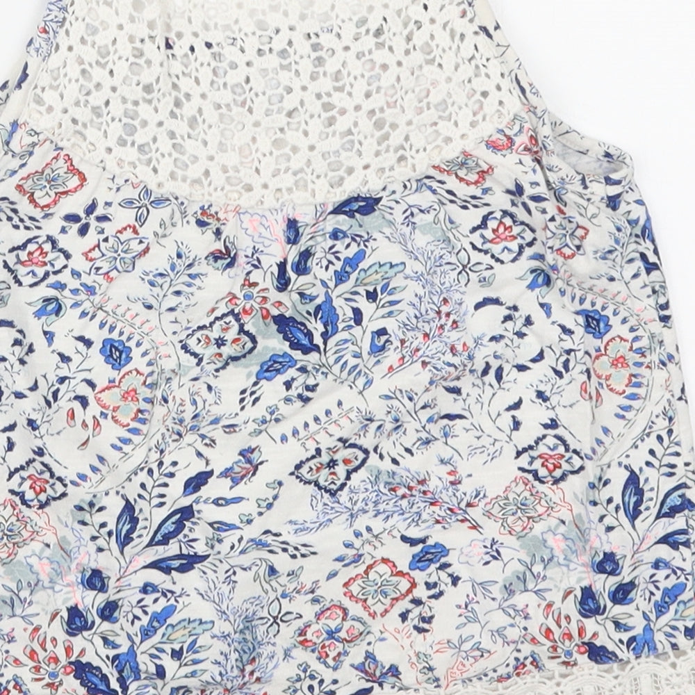 NEXT Girls Blue Floral  Basic Tank Size 6 Years