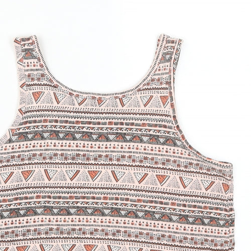 Pep & Co Girls Pink Geometric  Basic Tank Size 9 Years