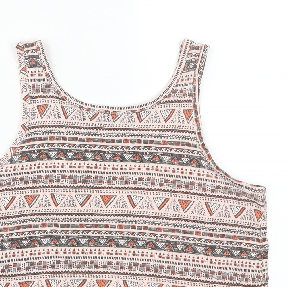 Pep & Co Girls Pink Geometric  Basic Tank Size 9 Years