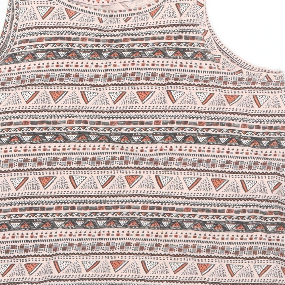 Pep & Co Girls Pink Geometric  Basic Tank Size 9 Years
