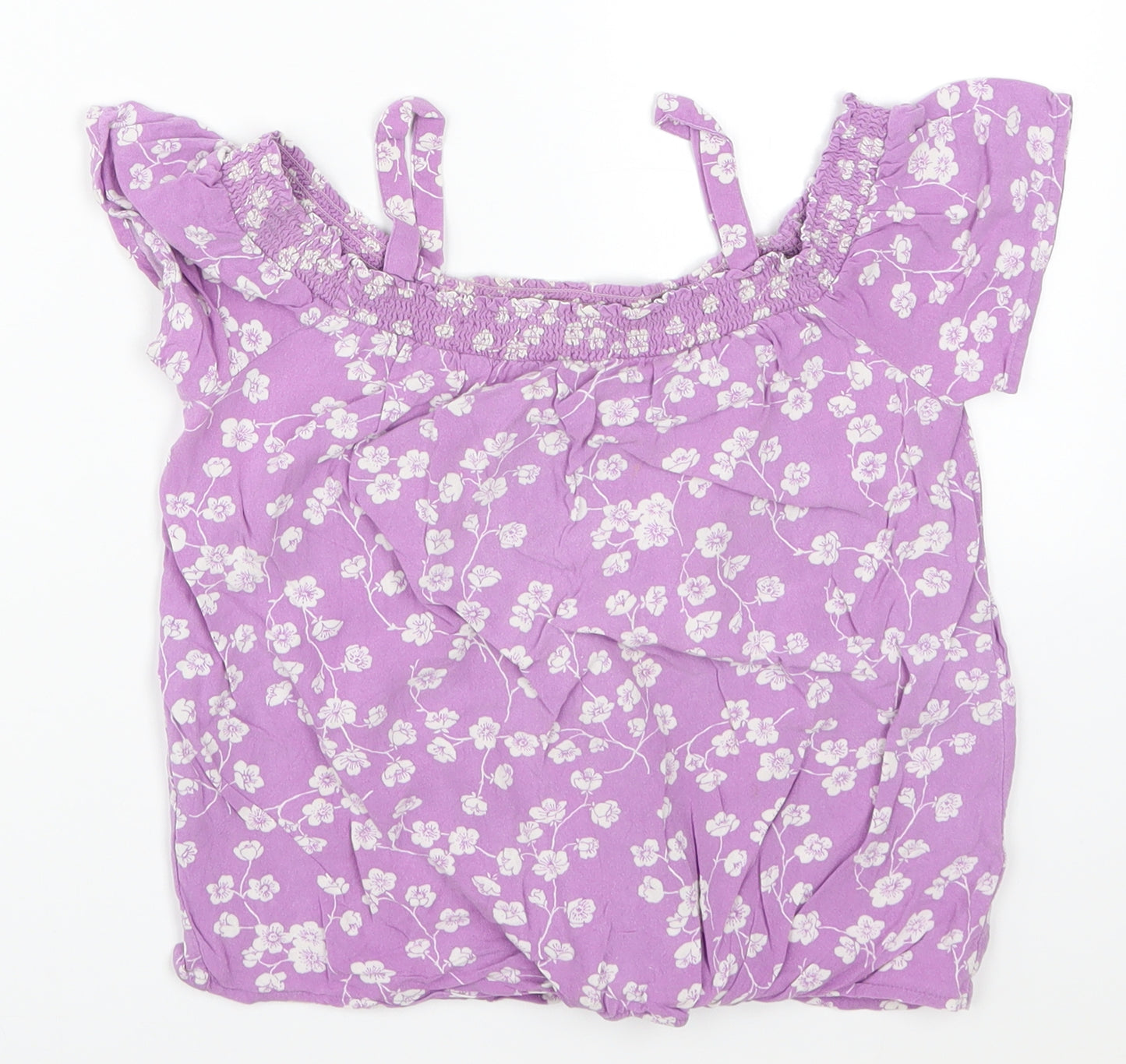 NEXT Girls Purple Floral  Basic T-Shirt Size 10 Years