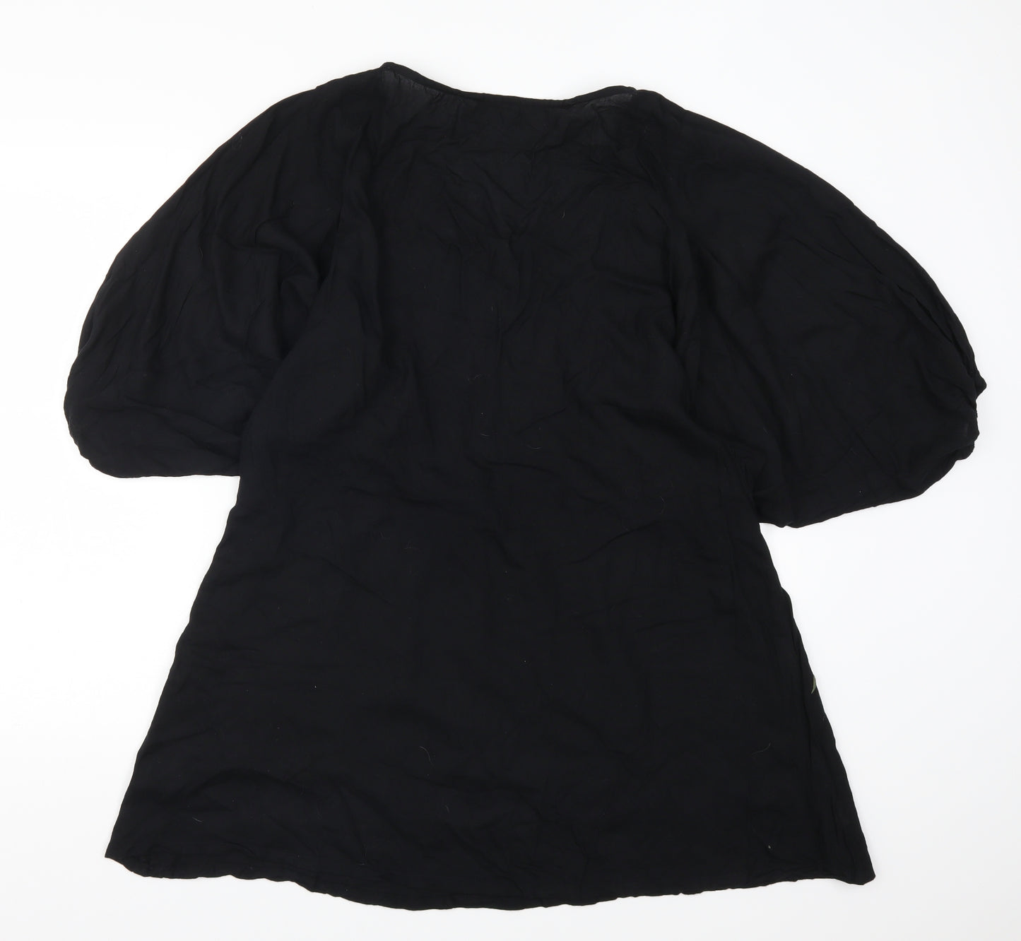 Boohoo Womens Black Floral  Basic Blouse Size 8