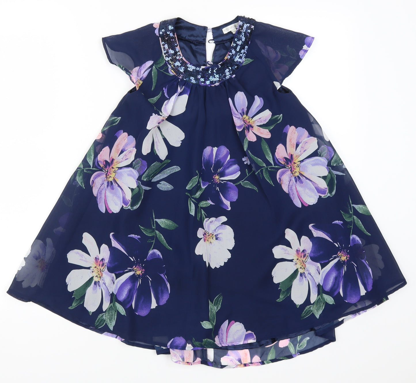 John Rocha Girls Blue Floral  Fit & Flare  Size 6 Years