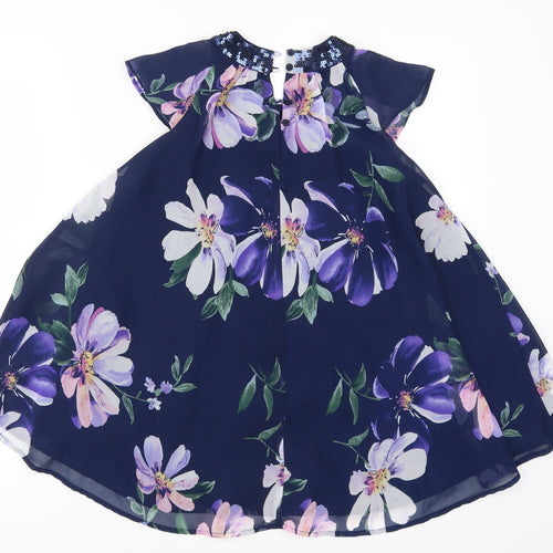 John Rocha Girls Blue Floral  Fit & Flare  Size 6 Years