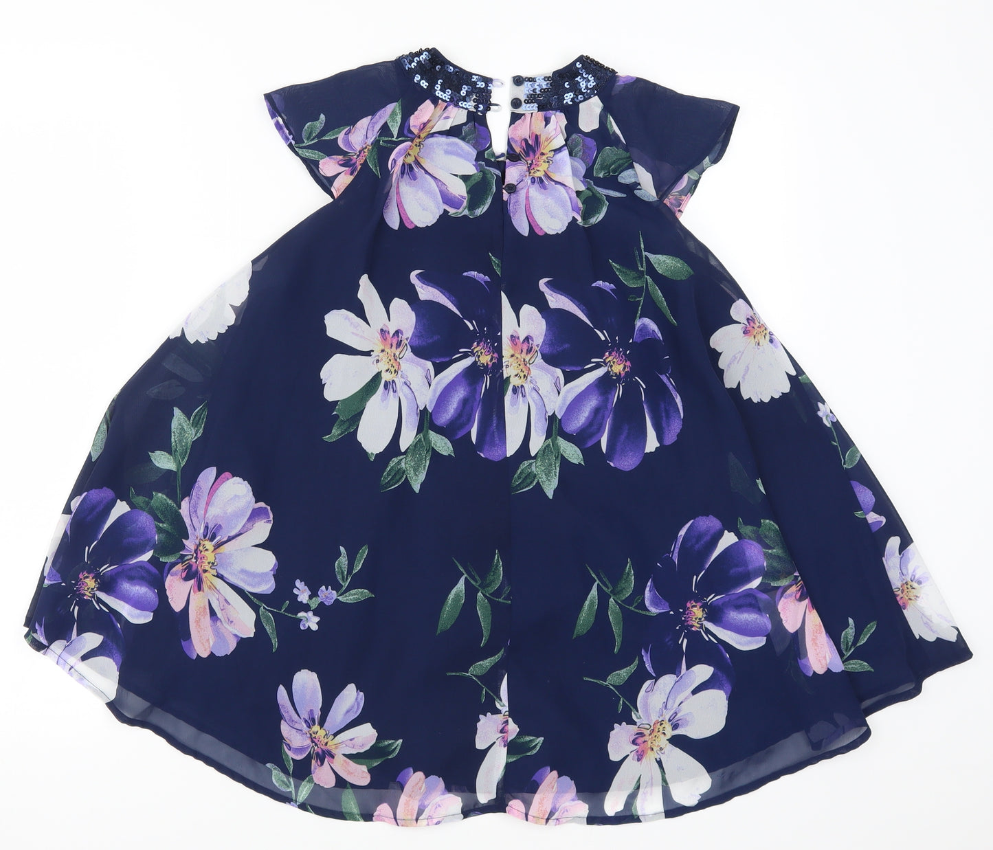 John Rocha Girls Blue Floral  Fit & Flare  Size 6 Years