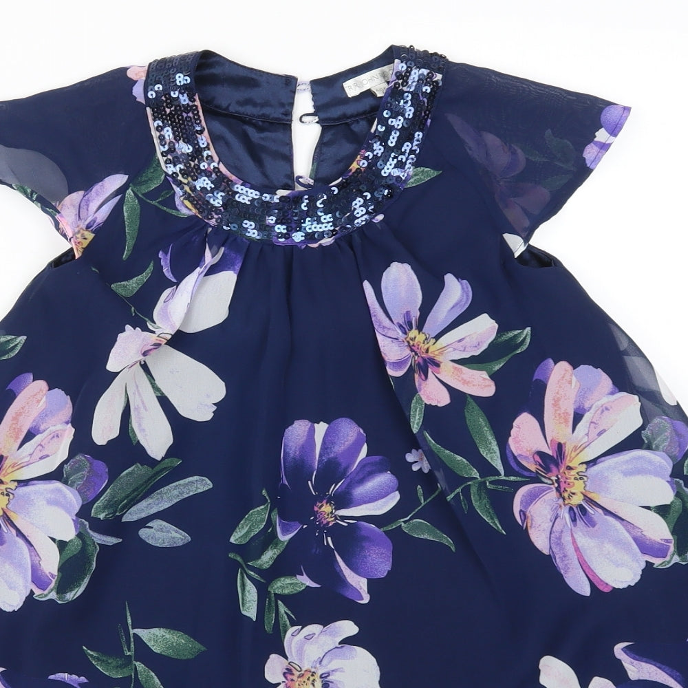 John Rocha Girls Blue Floral  Fit & Flare  Size 6 Years