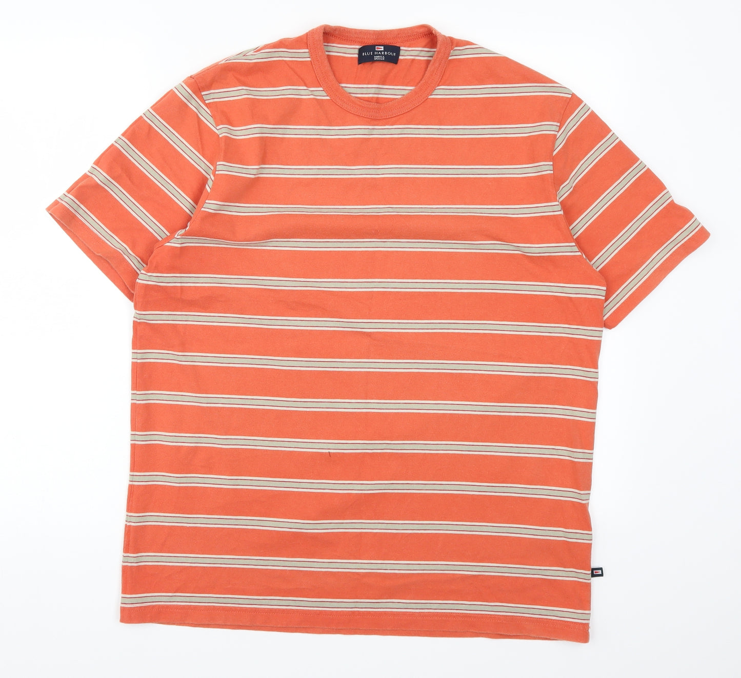 Marks and Spencer Mens Orange Striped   T-Shirt Size M