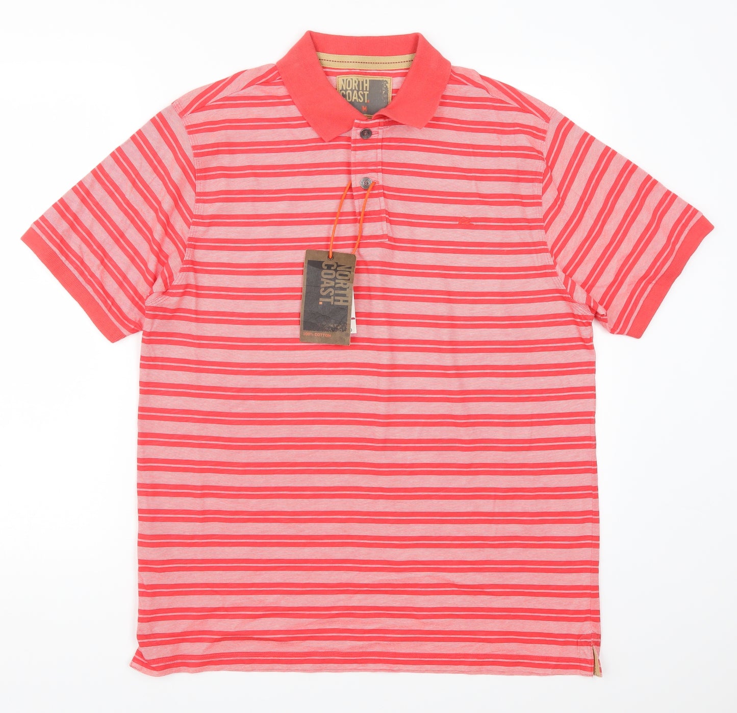 North Coast Mens Red Striped   Polo Size M