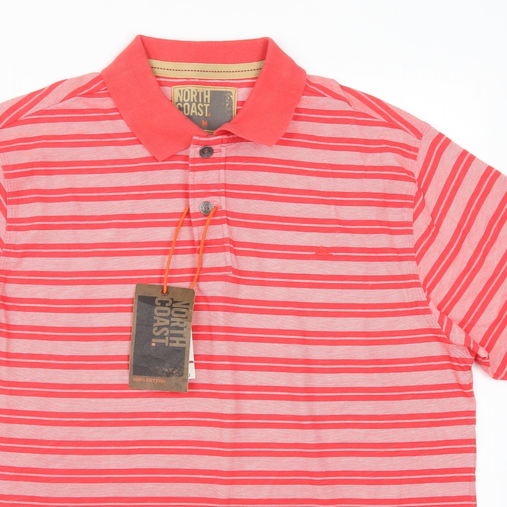North Coast Mens Red Striped   Polo Size M