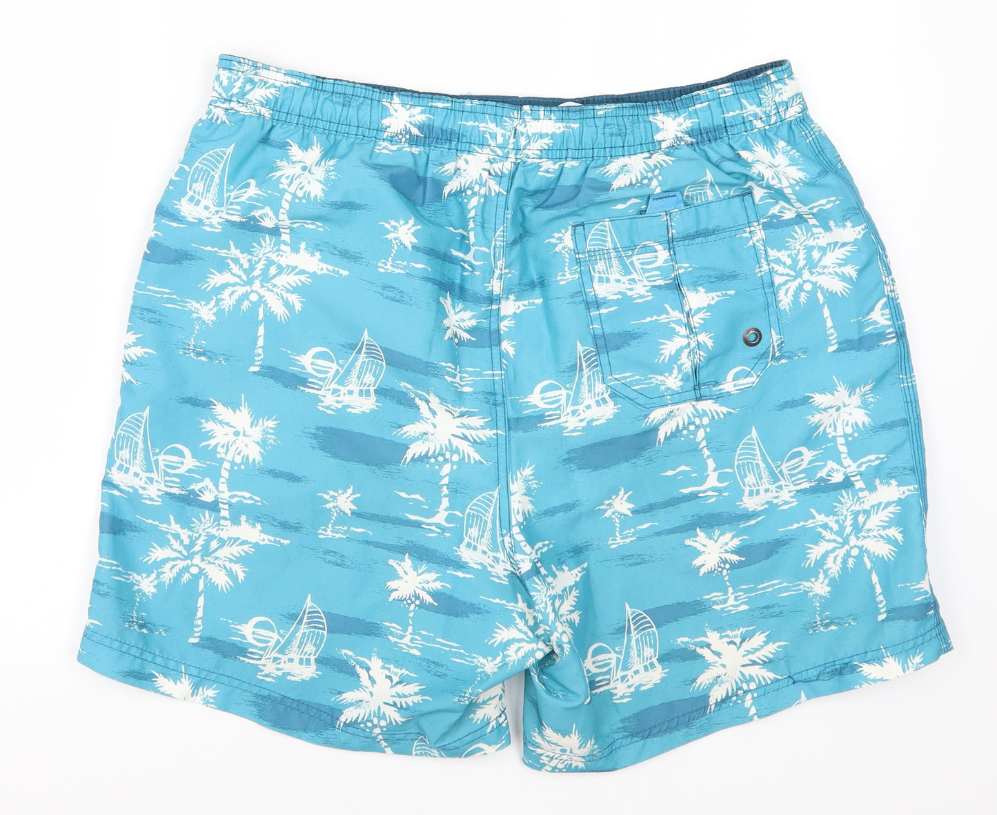 Mantaray Mens Blue   Athletic Shorts Size M - Palm Trees