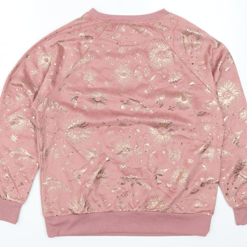 F&F Womens Pink Solid  Top Pyjama Top Size S  - Stars Moon Sun