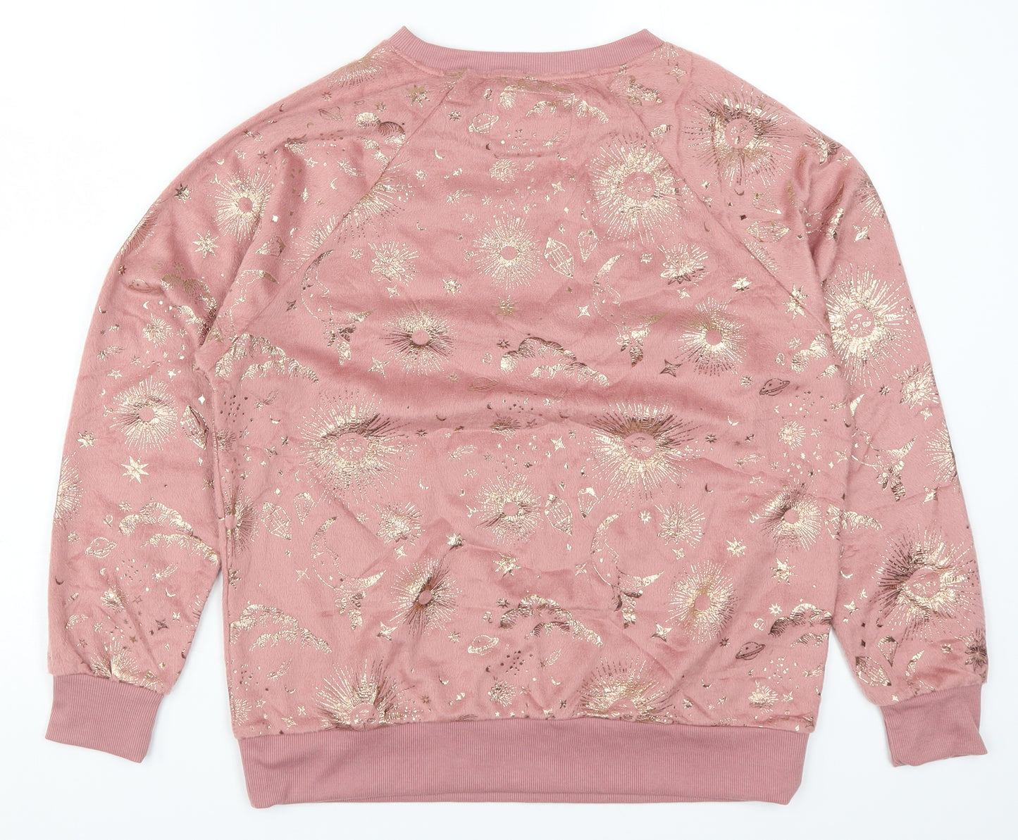 F&F Womens Pink Solid  Top Pyjama Top Size S  - Stars Moon Sun