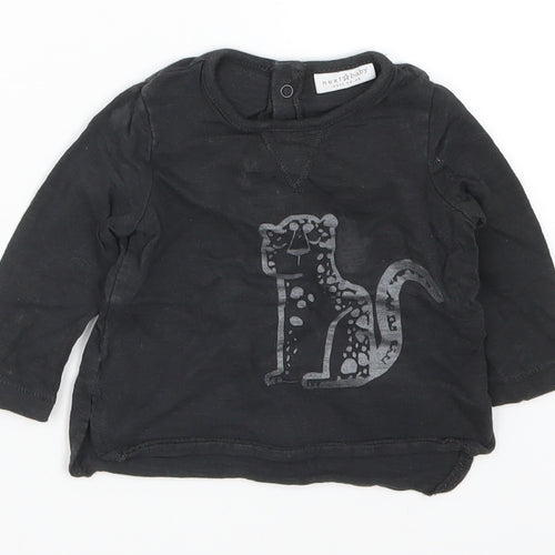 NEXT Baby Black   Basic T-Shirt Size 0-3 Months  - Leopard