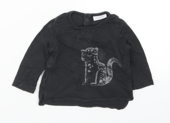 NEXT Baby Black   Basic T-Shirt Size 0-3 Months  - Leopard