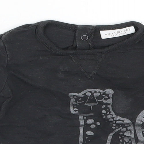 NEXT Baby Black   Basic T-Shirt Size 0-3 Months  - Leopard