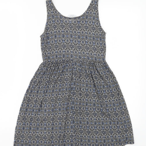 Primark Girls Blue Geometric  Skater Dress  Size 9-10 Years