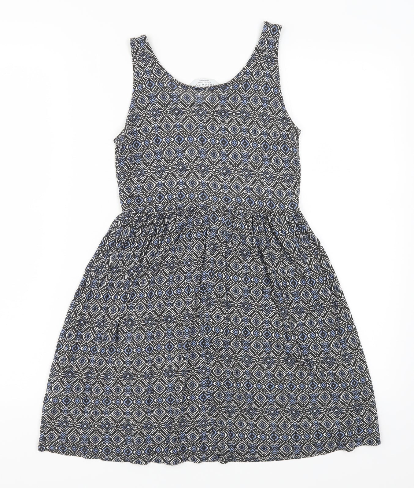 Primark Girls Blue Geometric  Skater Dress  Size 9-10 Years