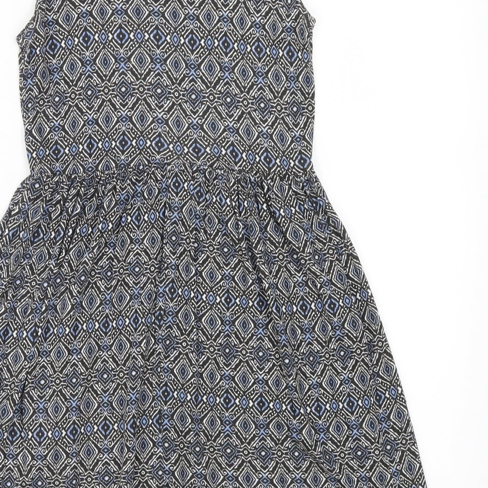Primark Girls Blue Geometric  Skater Dress  Size 9-10 Years
