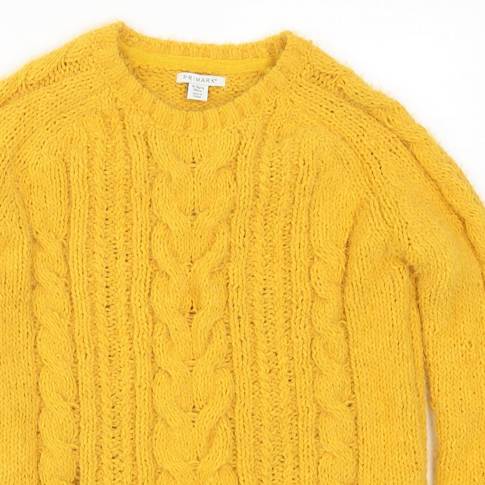 Primark Girls Yellow  Knit Pullover Jumper Size 12-13 Years