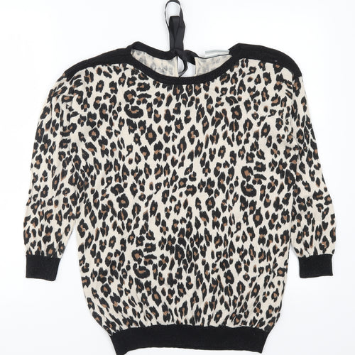 Wallis Womens Brown Animal Print  Pullover Jumper Size S