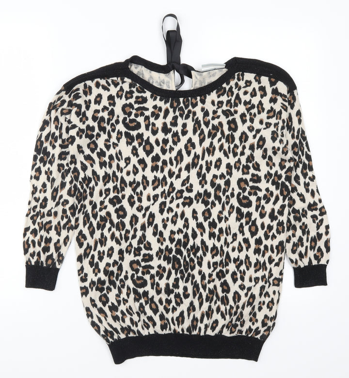 Wallis Womens Brown Animal Print  Pullover Jumper Size S