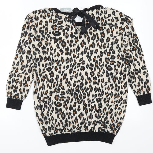 Wallis Womens Brown Animal Print  Pullover Jumper Size S
