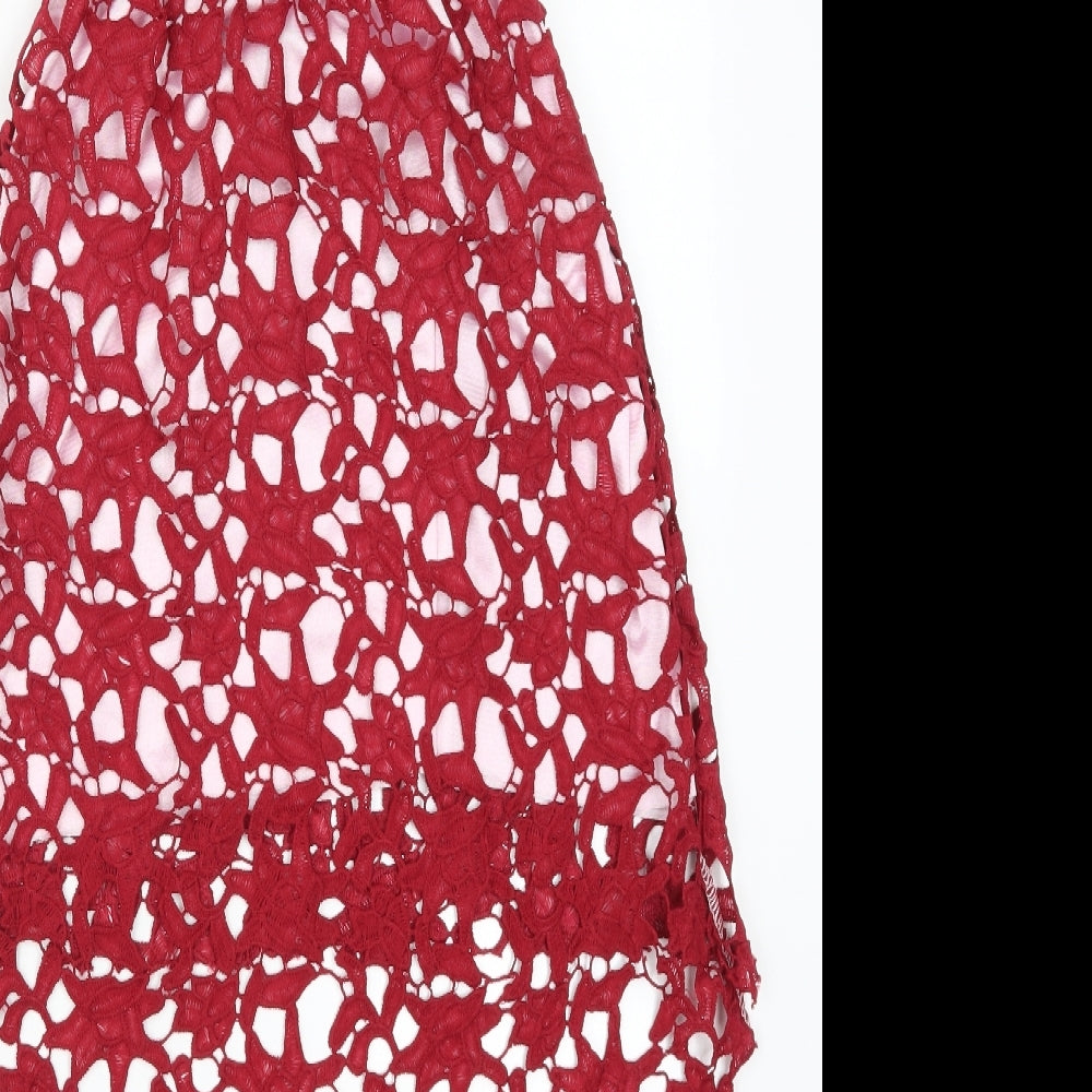 Preworn Womens Red Geometric  A-Line  Size S