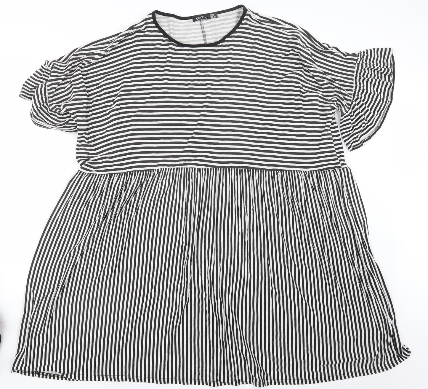 Boohoo Womens Black Striped  Mini  Size 16