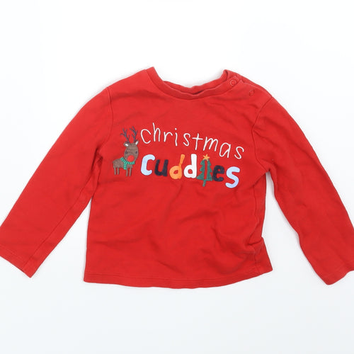 F&F Baby Red Geometric  Babydoll Pyjama Set Size 12-18 Months  - Christmas