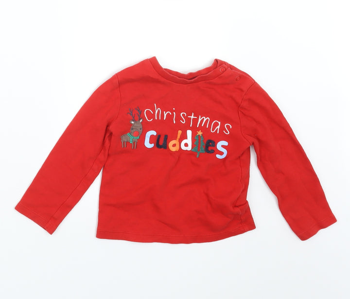 F&F Baby Red Geometric  Babydoll Pyjama Set Size 12-18 Months  - Christmas