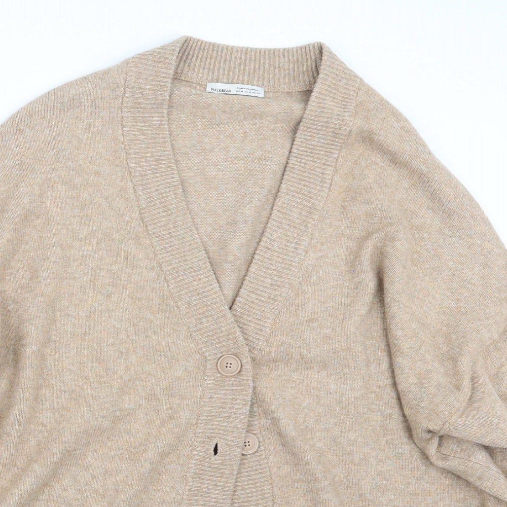 Pull&Bear Mens Beige  Knit Cardigan Jumper Size M