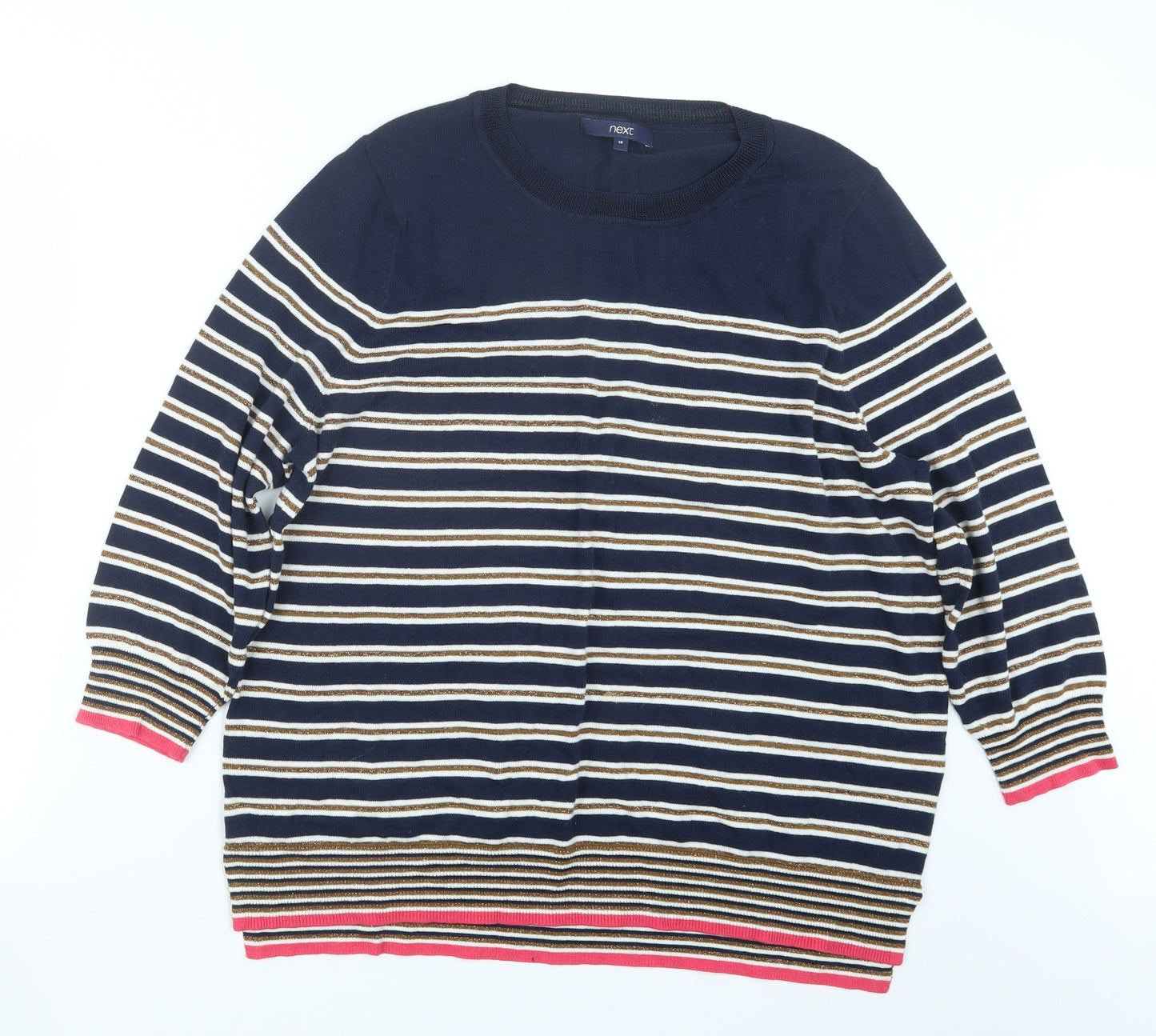 NEXT Womens Blue Striped Knit Pullover Jumper Size 18