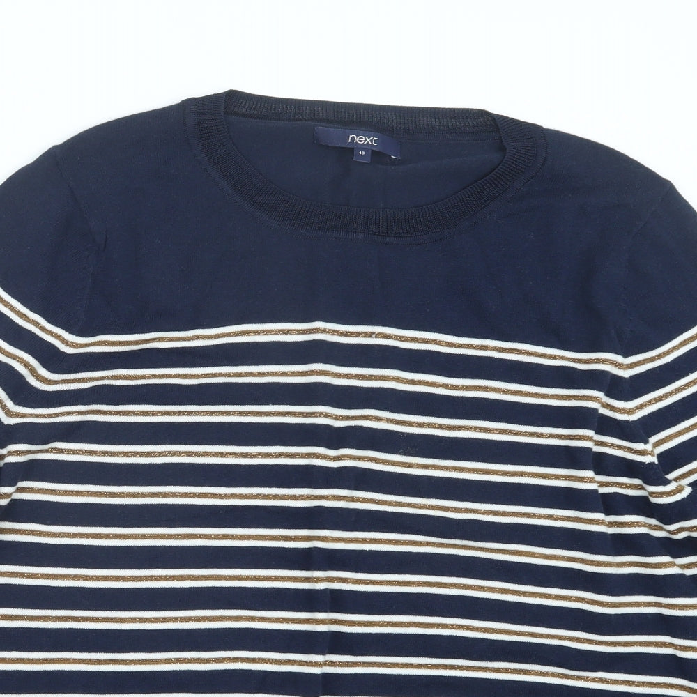 NEXT Womens Blue Striped Knit Pullover Jumper Size 18