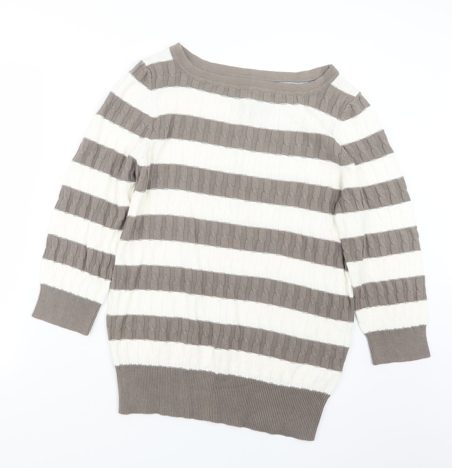 Maine Womens Brown Striped Knit Pullover Jumper Size 16