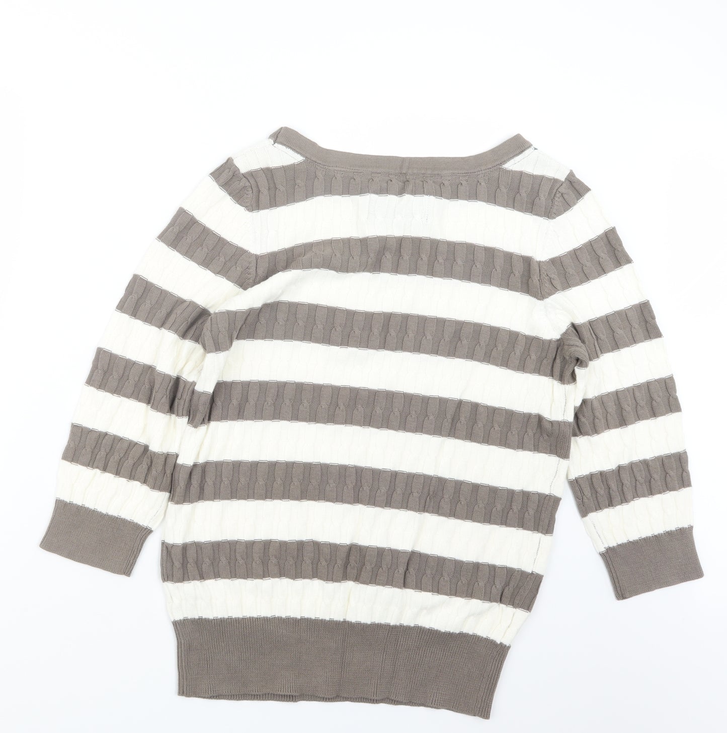 Maine Womens Brown Striped Knit Pullover Jumper Size 16