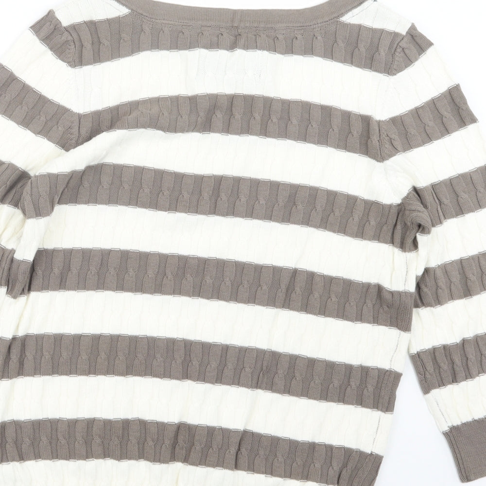 Maine Womens Brown Striped Knit Pullover Jumper Size 16